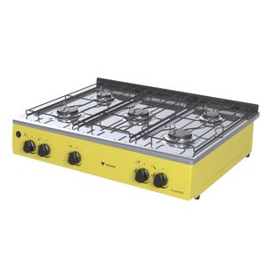 Fogao a Gas Portatil 5 Bocas Venax Grand Petit Vetro Amarelo