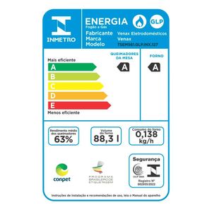 Fogao a Gas de Embutir 5 Bocas Venax Temis Azul