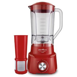 Liquidificador Diamante 800 1050W Britânia 2,6L Vermelho Com 4 Lâminas e Filtro Separador 127V