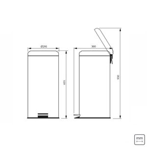 Lixeira Tramontina Brasil com Pedal 30L Redonda Inox