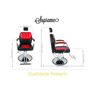 Cadeira Hidráulica Reclinável Barbeiro Salão Pelegrin PEL-5513 Preto e Vermelho