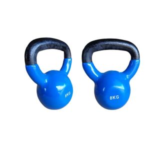 Kit 2 Halteres Kettlebell em ferro fundido Pelegrin PEL-08KB Emborrachado 8kg - Azul