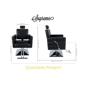 Cadeira Hidráulica Reclinável Barbeiro Salão Pelegrin PEL-006A Preto