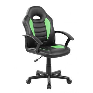 Cadeira Gamer Infantil em Couro PU Preta com Verde Pelegrin PEL-9353