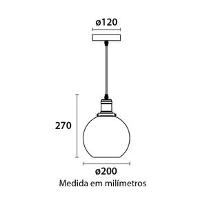 Lustre Pendente Blumenau Vintage Globo Âmbar E27 Bivolt