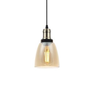 Lustre Pendente Blumenau Vintage Dome Âmbar E27 Bivolt