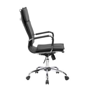 Cadeira Presidente Pelegrin em Couro PU PEL-8003H Preta Design Charles Eames
