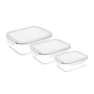Conjunto De Potes Herméticos De Vidro Brinox Lock&Stock 3 Peças