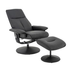 Poltrona de Massagem Reclinável e Giratória Arizona com Apoio de Pés Pu Preto G56 - Gran Belo