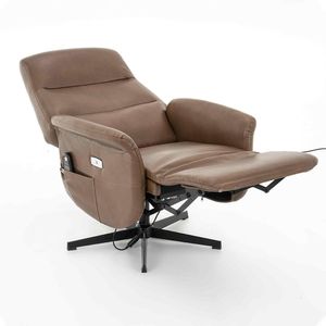 Poltrona de Massagem Reclinável Nevada Giratória com USB PU Marrom G56 - Gran Belo