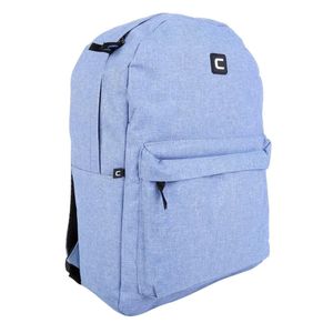 Mochila Lisa Com Bolso Frontal Yins Azul