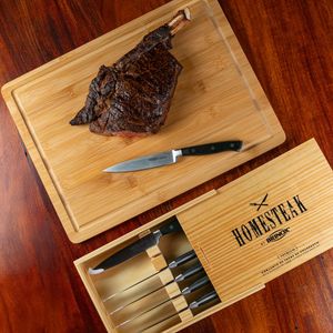 Jogo De Facas Para Churrasco 6 Peças Estojo Madeira Homesteak Brinox Inox