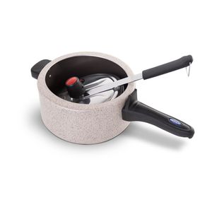 Panela de Pressão 20 cm 3 L Revestimento Cerâmico Mineral Resist Cor Vanilla Linha Ceramic Life Vapt Brinox