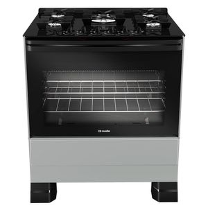 Fogão Mueller 5 bocas Titânio com Mesa de Vidro e Tripla Chama MFV5BF