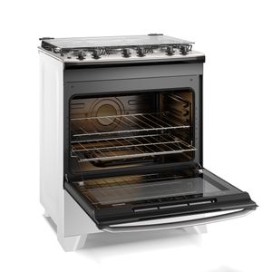 Fogão Electrolux 5 Bocas Efficient com Mesa Inox PerfectCook e VaporBake Branco FE5IB Bivolt