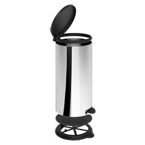 Lixeira com Pedal 20 L Aço Inoxidável com Tampa em Polipropileno cor Preto Flat Brinox