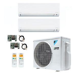 Ar-Condicionado Multi Split Inverter R-32 Daikin 18.000 BTUs (2x Evap HW 12.000) Quente/Frio 220V + Módulo Wi-fi