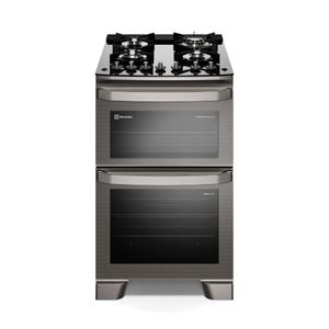 Fogão Electrolux 4 Bocas Experience com Mesa de Vidro Duplo Forno e PerfectCook360 Cinza FE4DC