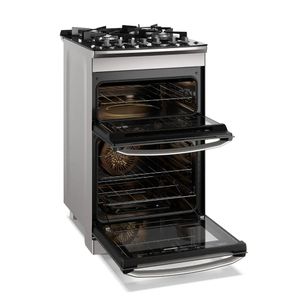 Fogão Electrolux 4 Bocas Experience com Mesa de Vidro Duplo Forno e PerfectCook360 Cinza FE4DC