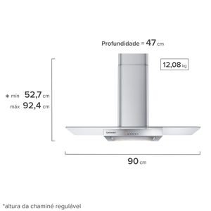 Coifa de parede Continental 90cm Inox com Vidro (CC9VX)