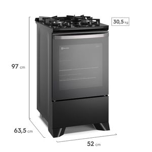 Fogão 4 bocas Electrolux Preto Efficient Mesa de Vidro, PerfectCook e Tripla Chama (FE4GP)