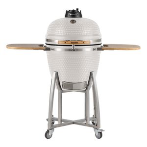 Churrasqueira Kamado Grande da RASCO Branco c/ grelha aço inox suporte e mesas. Serve até 15 pessoas Branco