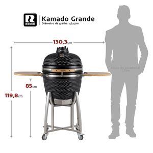 Churrasqueira Kamado Grande da RASCO Branco c/ grelha aço inox suporte e mesas. Serve até 15 pessoas Branco