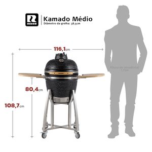 Churrasqueira Kamado Médio da RASCO Verde c/ grelha aço inox, suporte e mesas. Serve até 8 pessoas Verde