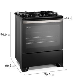 Fogão 5 bocas Electrolux Preto Experience Mesa de Vidro, PerfectCook e VaporBake (FE5GP)