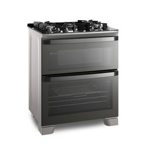 Fogão 5 bocas Electrolux Cinza Expert Função Air Fryer, 2 Fornos, Grill e Timer (FE5AD)