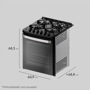 Fogão de Embutir 4 bocas Electrolux Preto Experience Mesa Vidro, Grill e VaporBake (FE4EP)