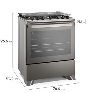 Fogão 5 bocas Electrolux Cinza Experience com Mesa Inox, Timer e Tripla Chama (FE5TC)