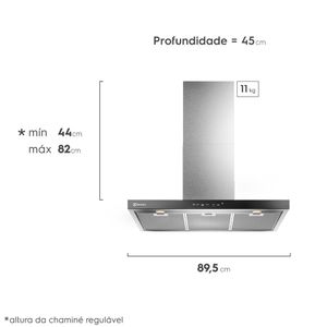 Coifa de Parede Electrolux 90cm Inox Experience com Inteligência Artificial e Alto Poder Sucção (CE9TF)