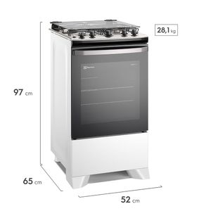 Fogão 4 bocas Electrolux Branco Efficient com Mesa Inox, PerfectCook e VaporBake (FE4IB)