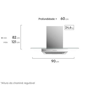 Coifa de Ilha Electrolux 90cm de Vidro Efficient com Luz de Led (CE9IX)