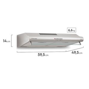 Depurador de Ar Parede Electrolux 60cm Inox com Filtro Lavável e Máscara Captadora de Ar (DE60X)