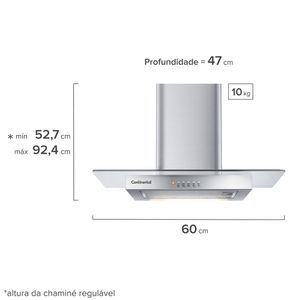 Coifa de Parede Continental 60cm Inox com Vidro (CC6VX)