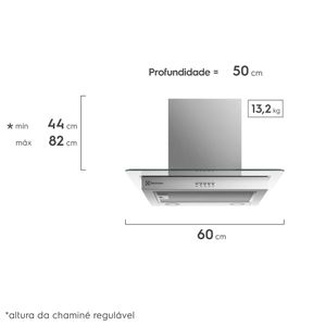 Coifa de Parede Electrolux 60cm de Vidro Efficient com Luz de Led (CE6VX)