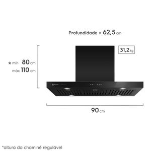 Coifa de Ilha Electrolux 90cm Preta Pro Series com Painel Touch e Filtro Baffle (90CIV)