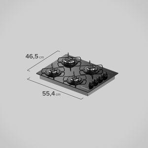 Cooktop 4 Bocas Continental a Gás de Vidro  Temperado Preto (KC4GP)