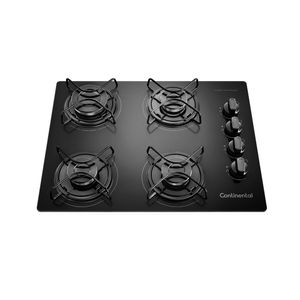 Cooktop 4 Bocas Continental a Gás de Vidro  Temperado Preto (KC4GP)