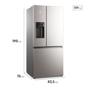 Geladeira Electrolux Frost Free Inverter 540L Dispenser Água e Gelo 3 Portas Cor Inox Look (IM8IS)