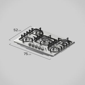 Cooktop 5 Bocas Electrolux a Gás Inox com Tripla Chama e Grades Ferro Fundido (GF75X)