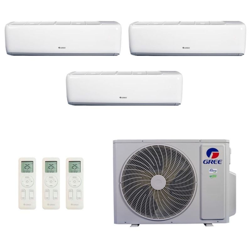 Ar Condicionado Multisplit Tri 45000 Btu(9000+12000+24000) Quente/frio - Inverter - Gree - 220v - Gwh(24)ate-d6dna1a Gwh(12)atc-d6dna1a Gw