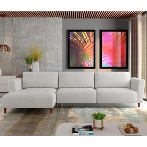 Sofá 330cm com Chaise Esquerda Franz Suede Cinza G52 - Gran Belo