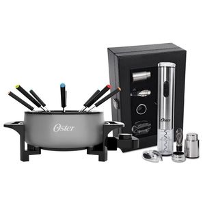 Kit Vinho E Panela Elétrica De Fondue Oster Cinza - 220v