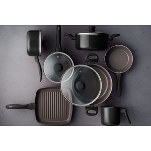 Jogo de Panelas Brinox Antiaderente Ceramic Life 7 Peças Easy Preto
