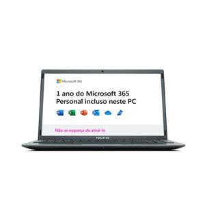 Notebook Positivo Motion C4128E Intel® Celeron® N3350 Windows 10 Home 4GB RAM 128 SSD 14" Cinza - Inclui Microsoft 365*