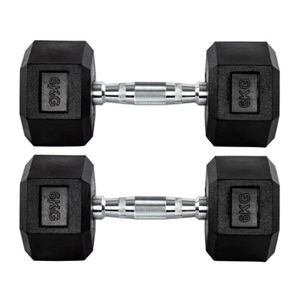 Par Halteres 6kg + 6kg Dumbbell Sextavado Emborrachado Pegada Cromada Gallant (GDb06F3B-Pt)