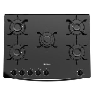 Fogão Atlas 5B Preto Mônaco Top Glass Automático Bivolt